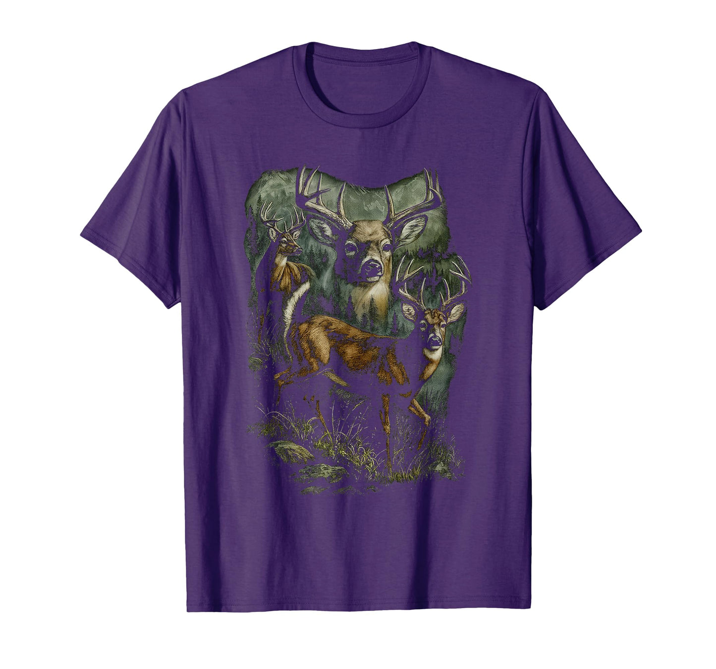 Vintage Deer Wilderness Scene Buck and Deer Nature Kids T-Shirt