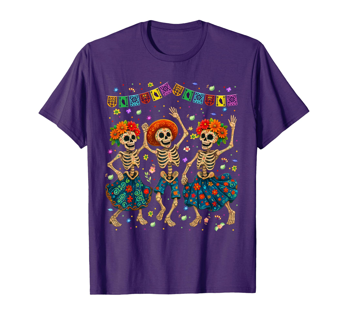 Day The Dead Sugar Skull Skeleton Dia De Los Muertos Womens T-Shirt