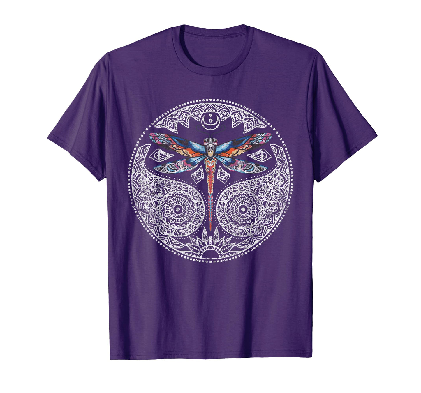 Magical Colorful Dragonfly Tribal Mandala T-Shirt