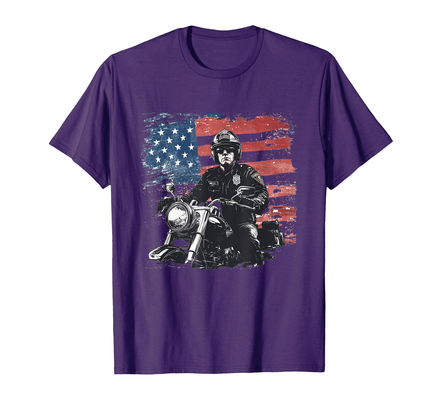 Patriotic Biker Cop. American Officer Motorcycle Police T-Shirt