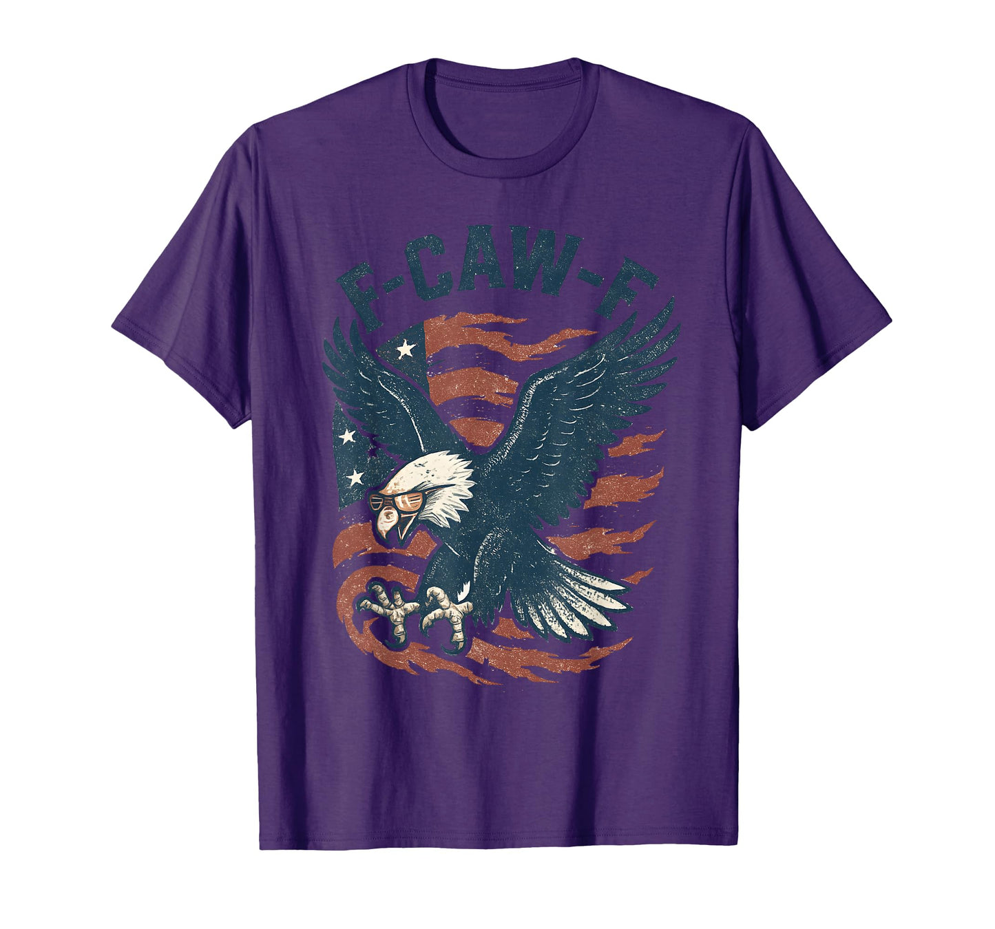 Funny F CAW F Bald Eagle American Flag Red White and Blue T-Shirt