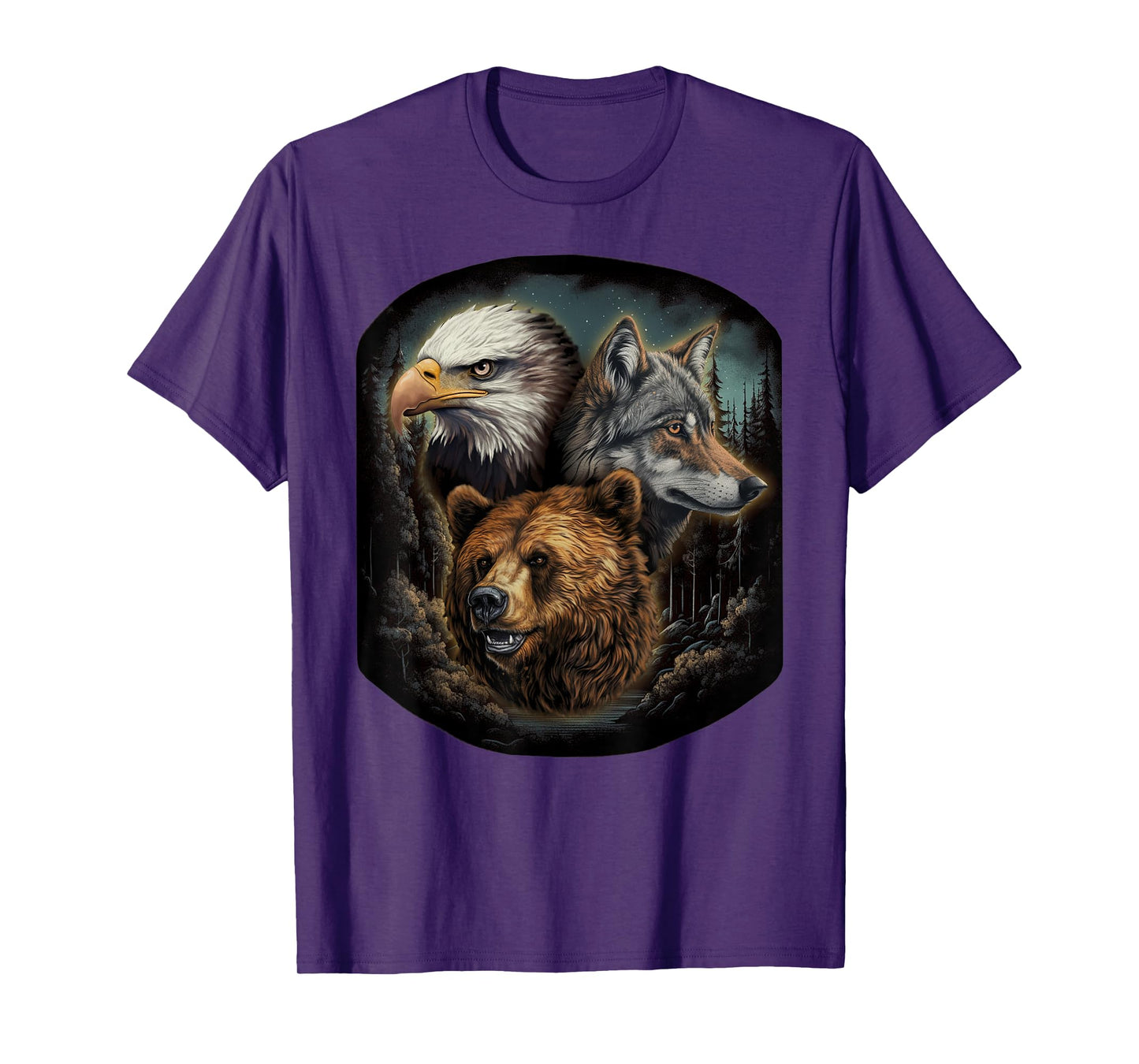 Usa Animals Bald Eagle,Grizzly Bear, Wolf Wilderness T-Shirt