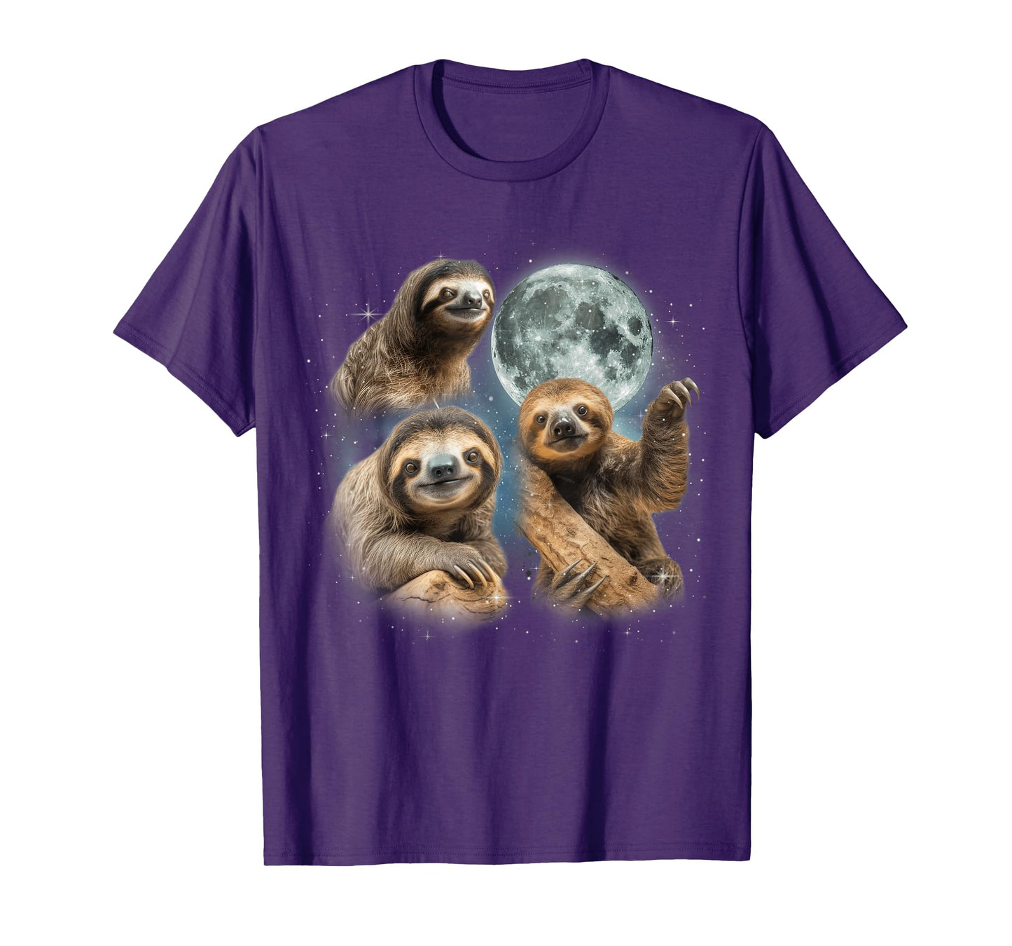 Sloth Shirt | 3 Sloth Howling At Moon Funny Weird Cursed T-Shirt