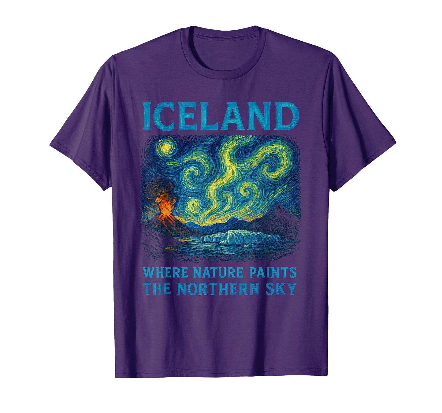Iceland - Northern Lights Van Gogh Style, Aurora Borealis T-Shirt