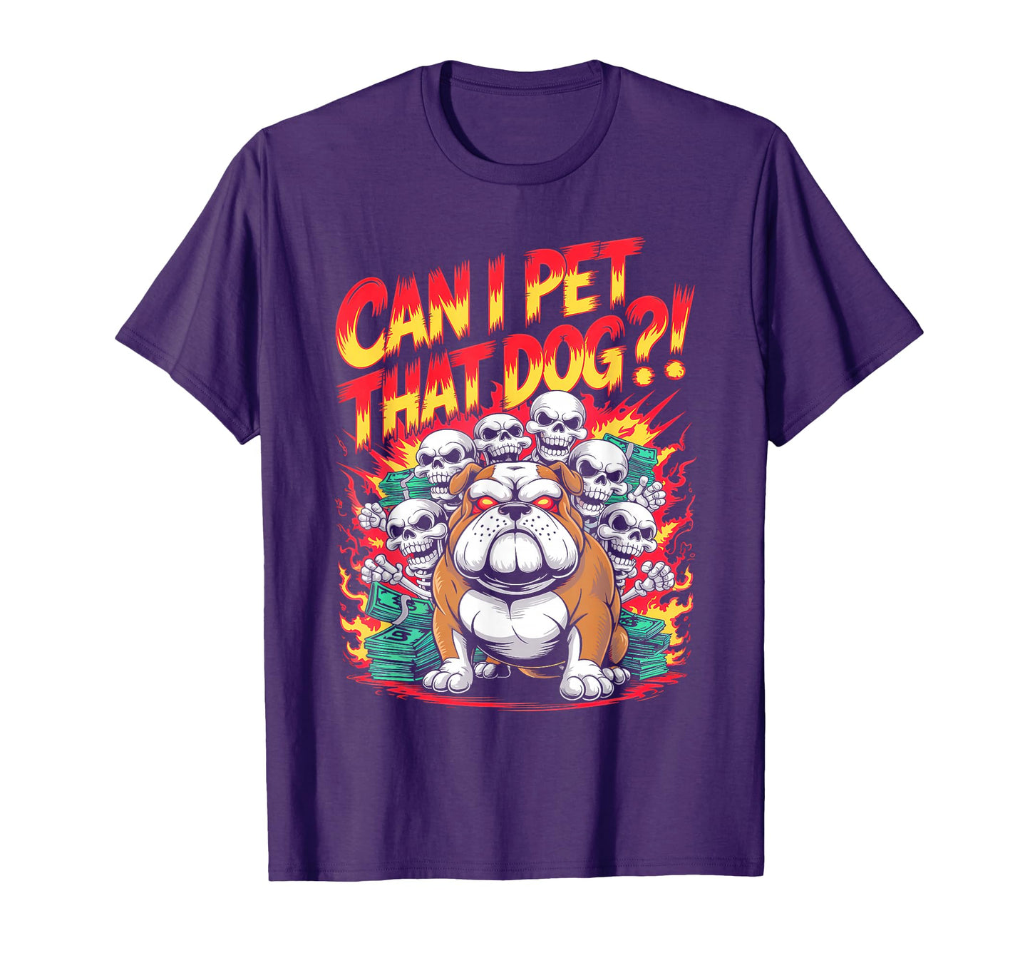 Can I Pet That Dog?! Cute Skeleton Halloween Bulldog Bootleg T-Shirt