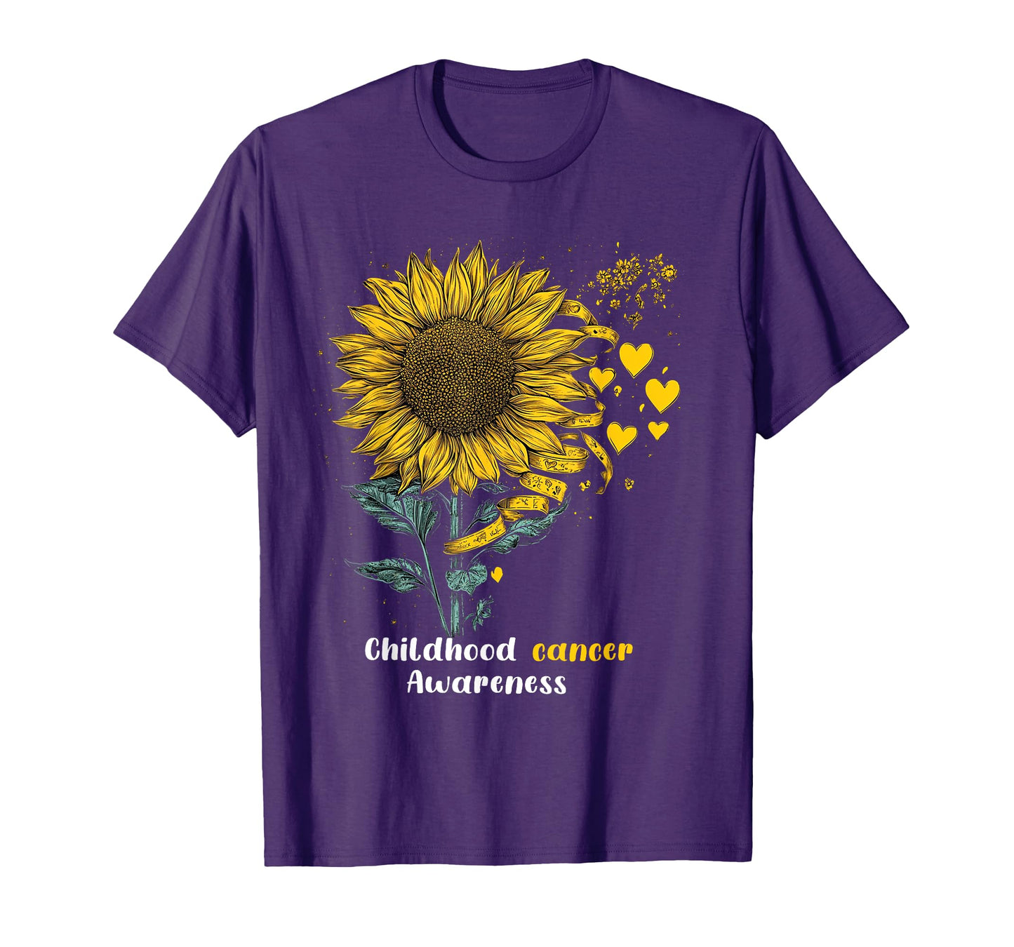 Childhood Cancer Awareness Yellow Sunflower Ribbon gifts T-Shirt