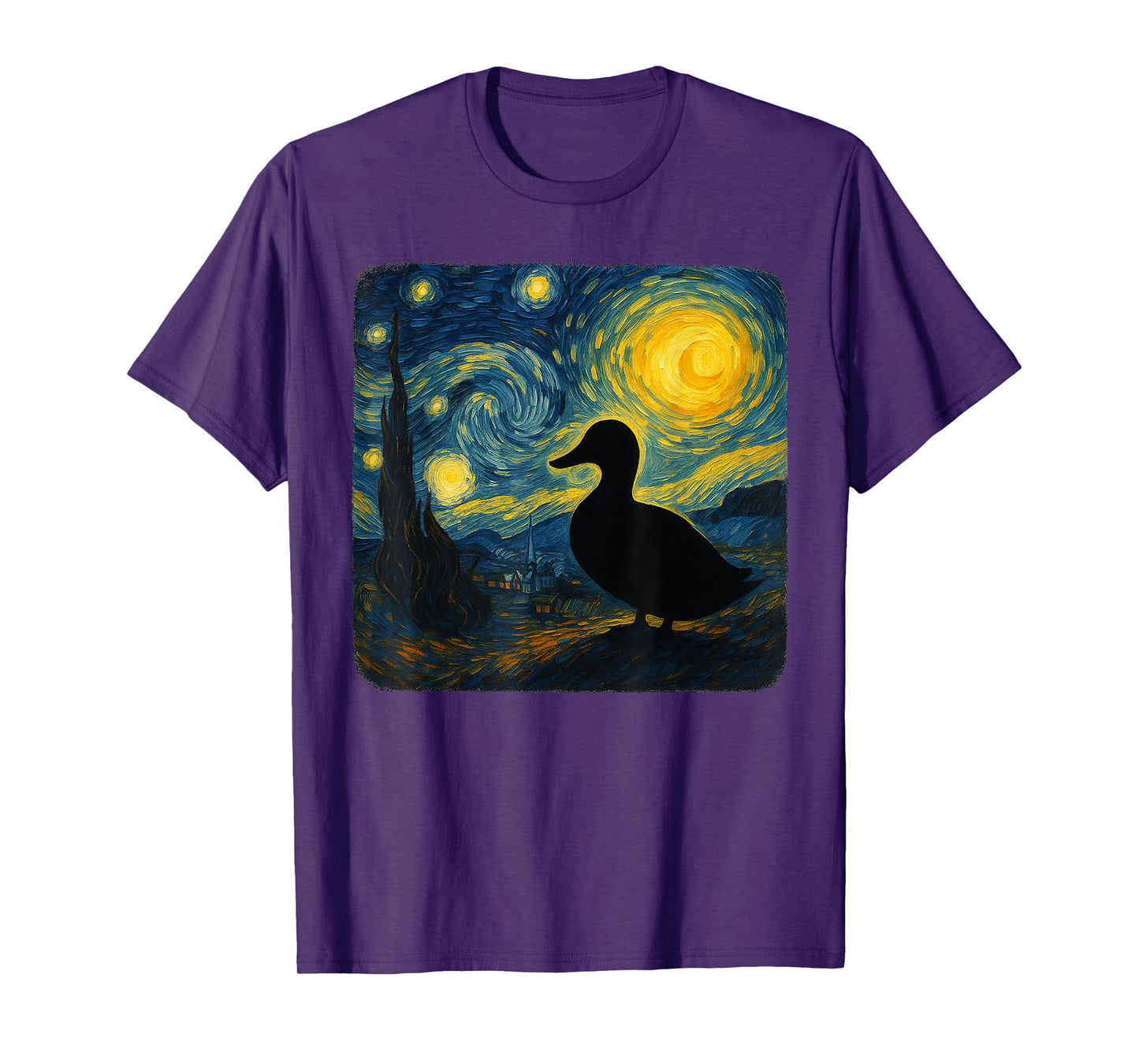 Starry Night Van Gogh Farm Duck Animal Funny Graphic T-Shirt