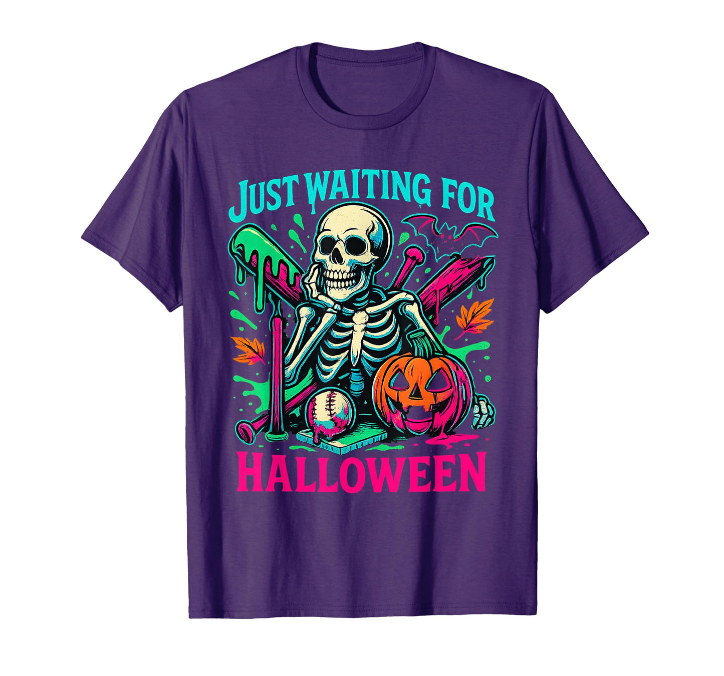 Just Waiting for Halloween Spooky Baseball Fall Apparels T-Shirt