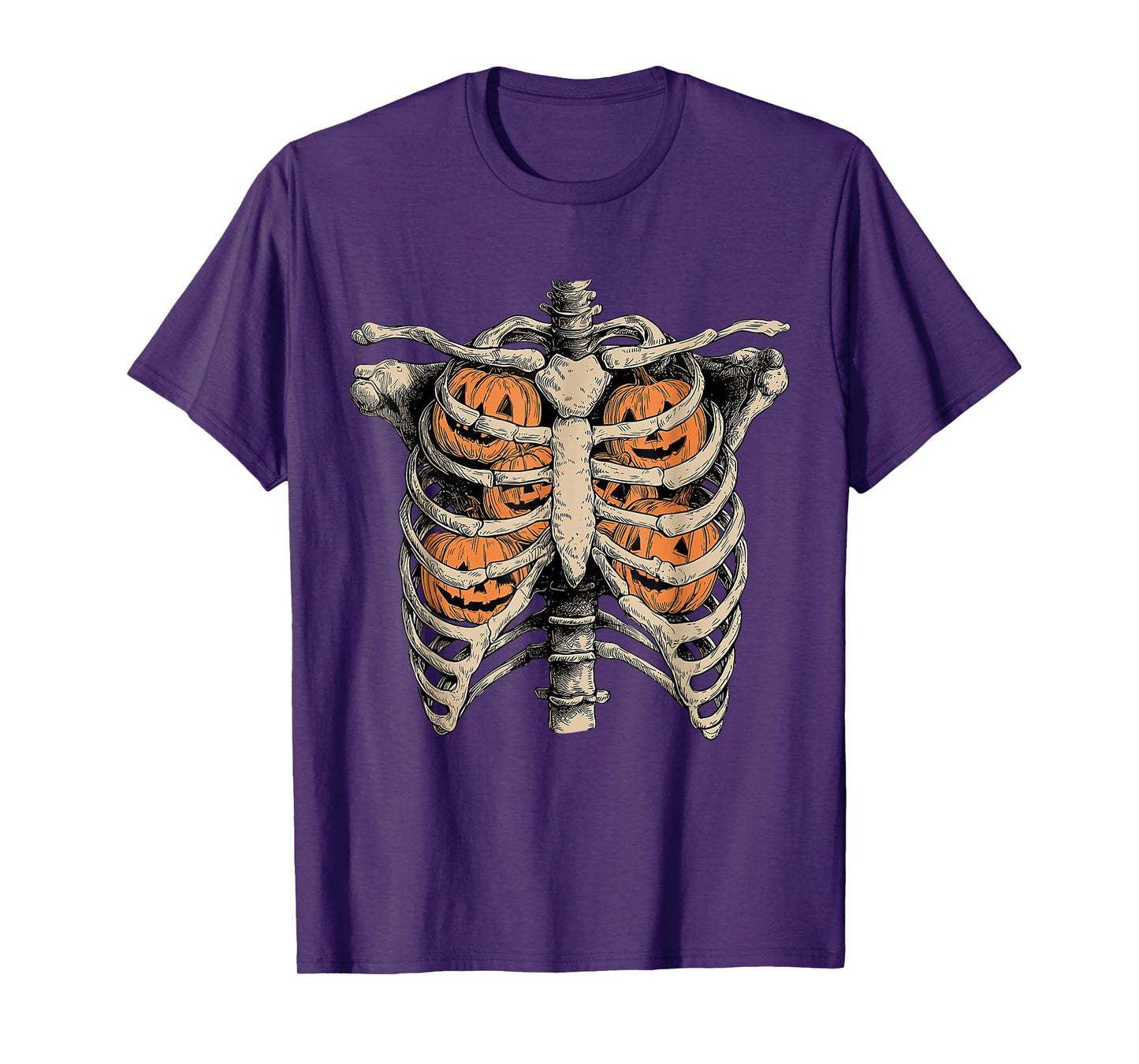 Vintage Retro Halloween Ribcage Pumpkins Spooky Season Funny T-Shirt