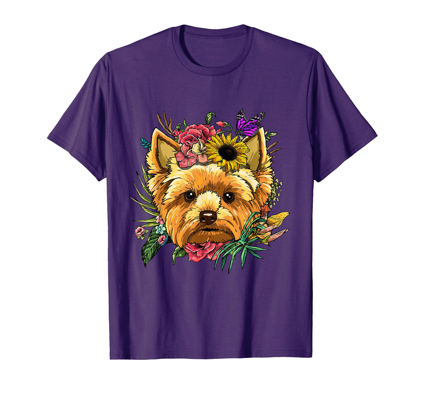 Floral Yorkshire Terrier Shirt Yorkie Dog Face Yorkie Lover T-Shirt