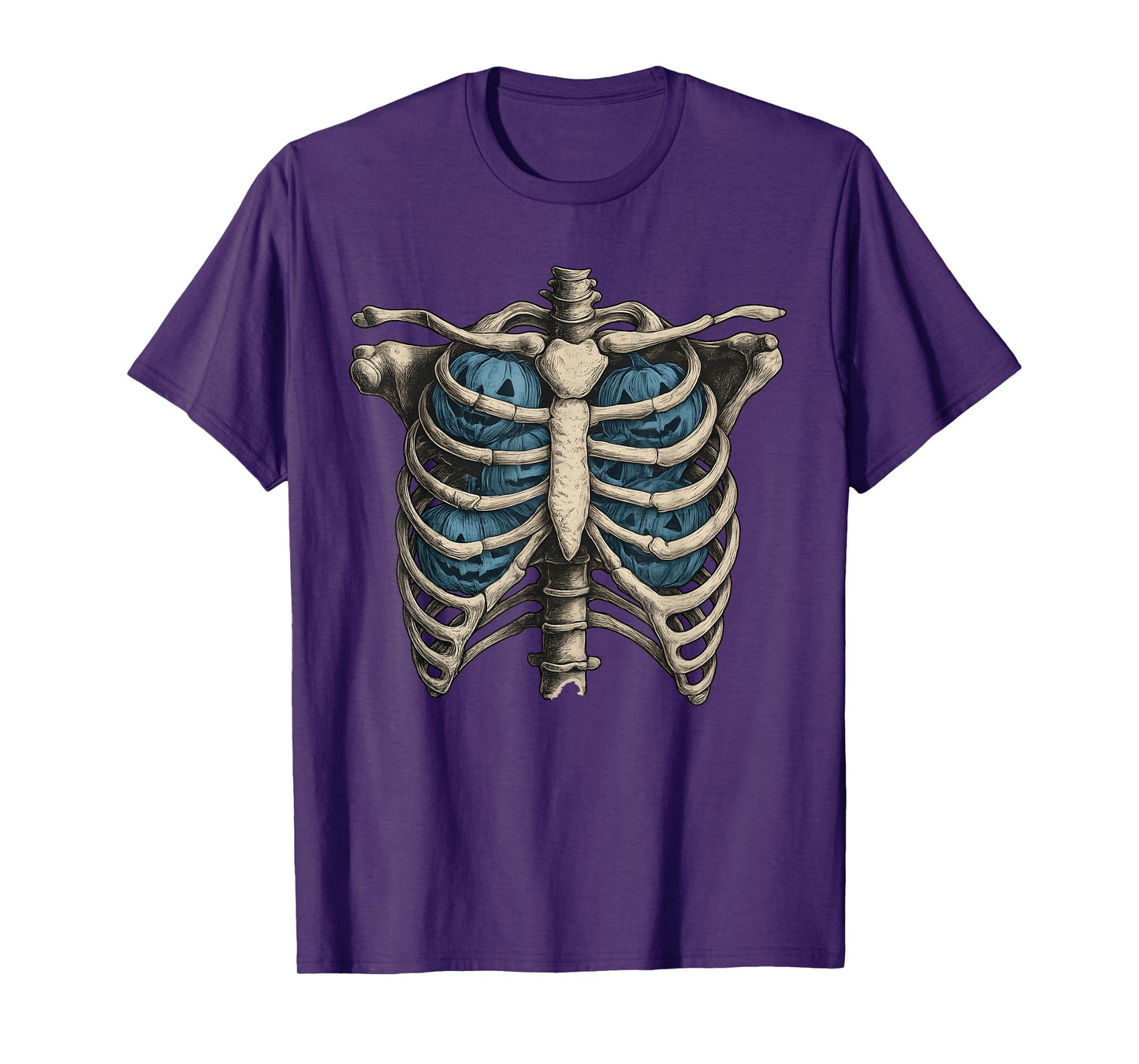 Skeleton Rib Cage Pumpkin Halloween Trendy Spooky Retro T-Shirt