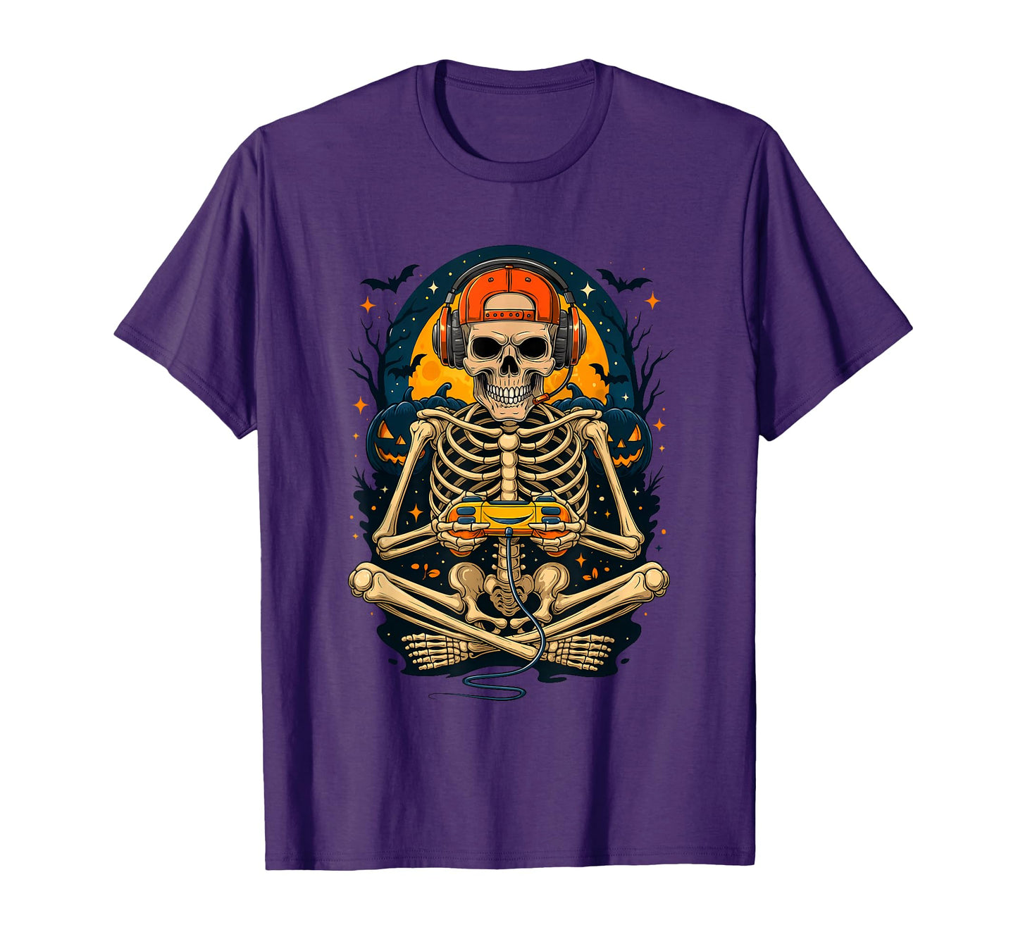 Funny Halloween Skeleton Video Gaming Creepy Spooky Vibes T-Shirt