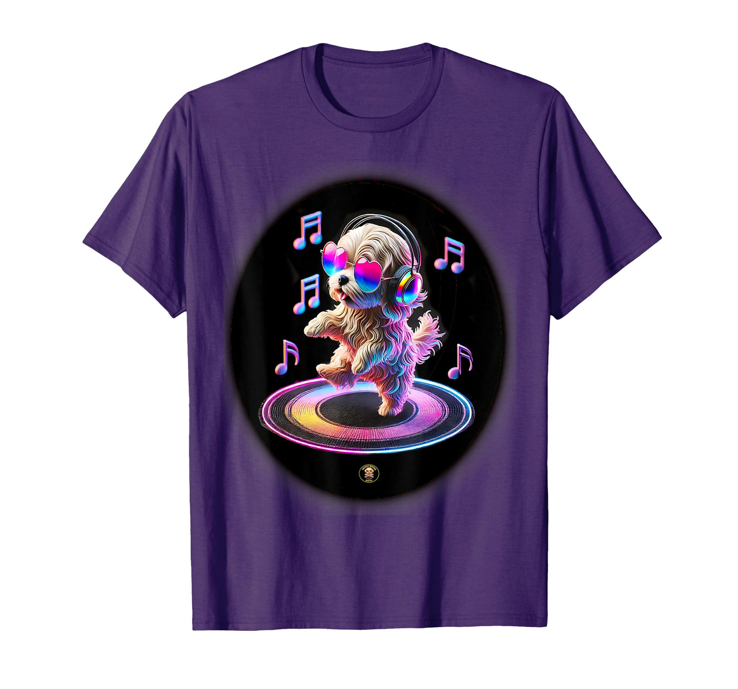 Adorable Dancing Dog with Glasses and Earphones - Dog Lovers T-Shirt