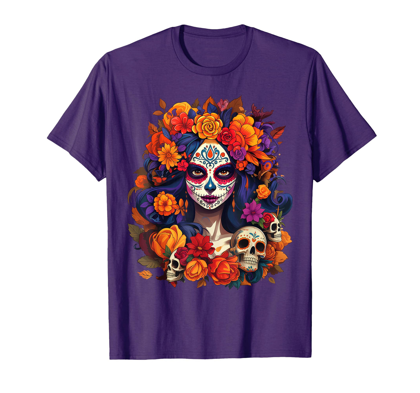 De Los Muertos La Catrina Day of The Dead Sugar Skull Women T-Shirt