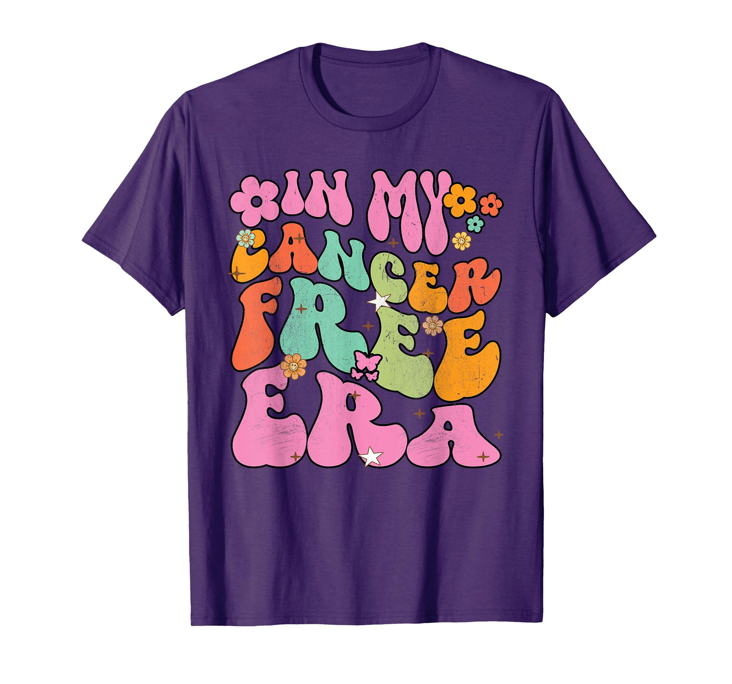 Groovy Flowers In My Cancer Free Era Breast Cancer Warrior T-Shirt