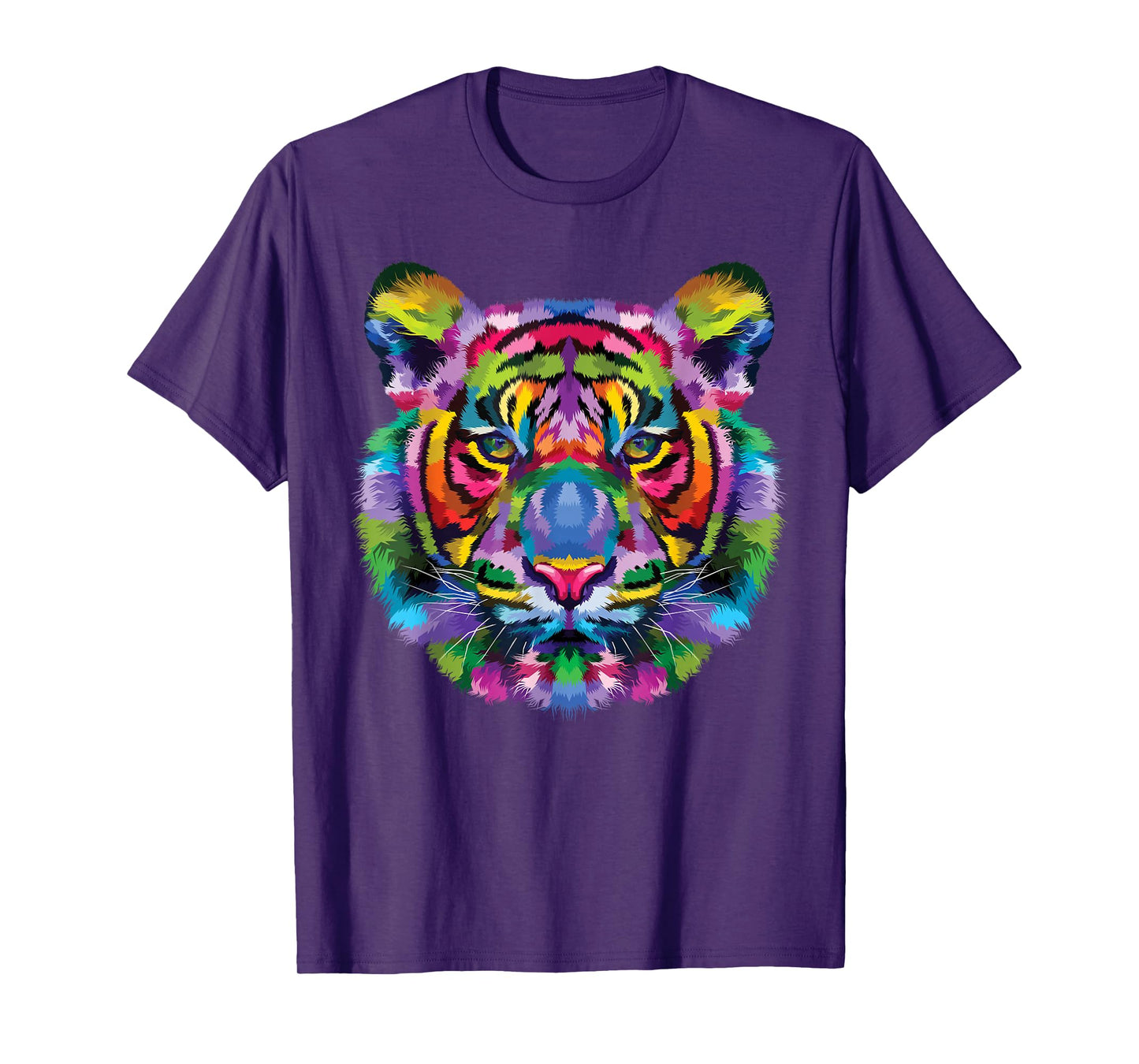 Rainbow Tiger Head Vibrant Royalty Colorful Tiger T-Shirt