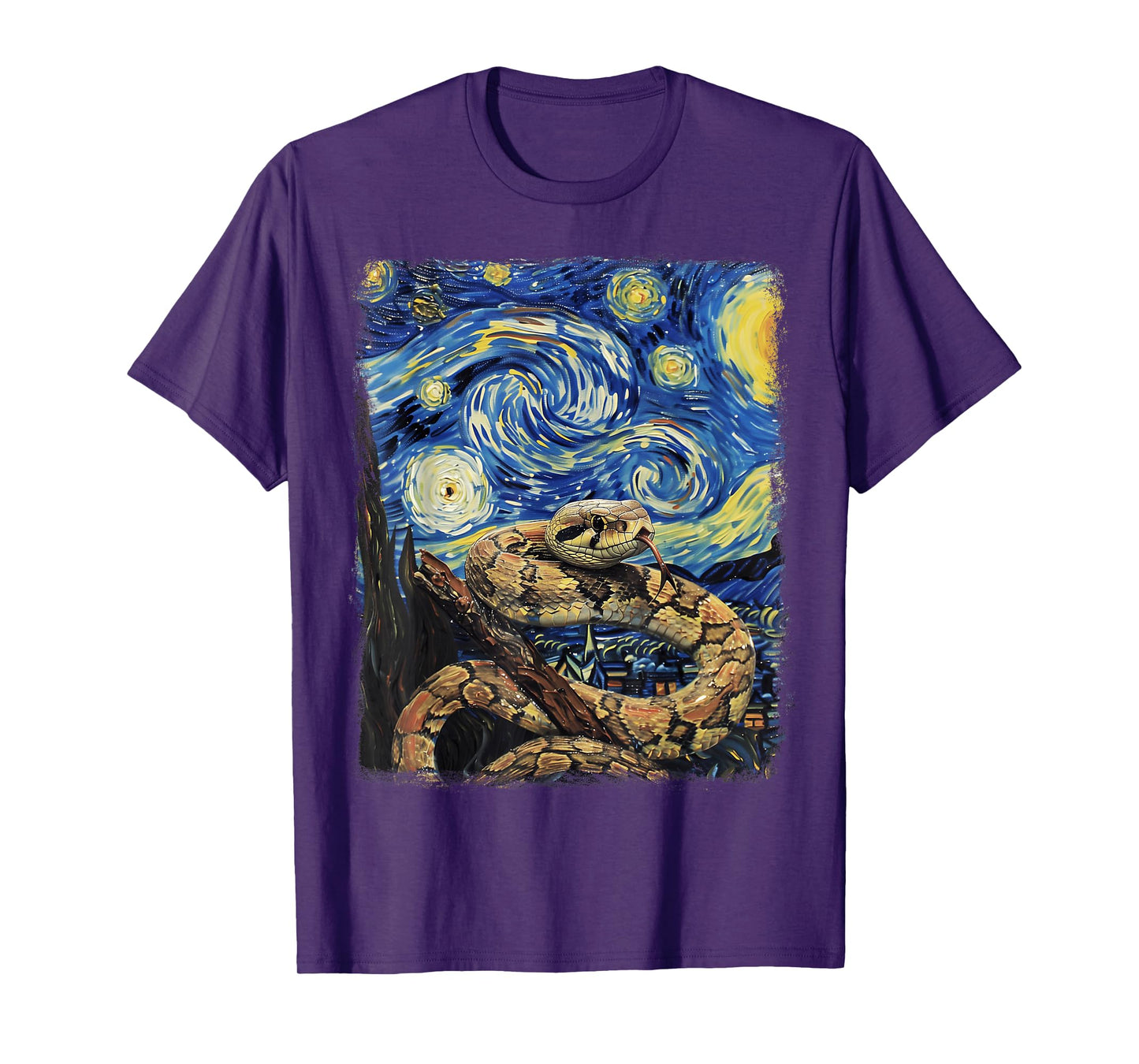Snake Snakes Starry Night Painting T-Shirt