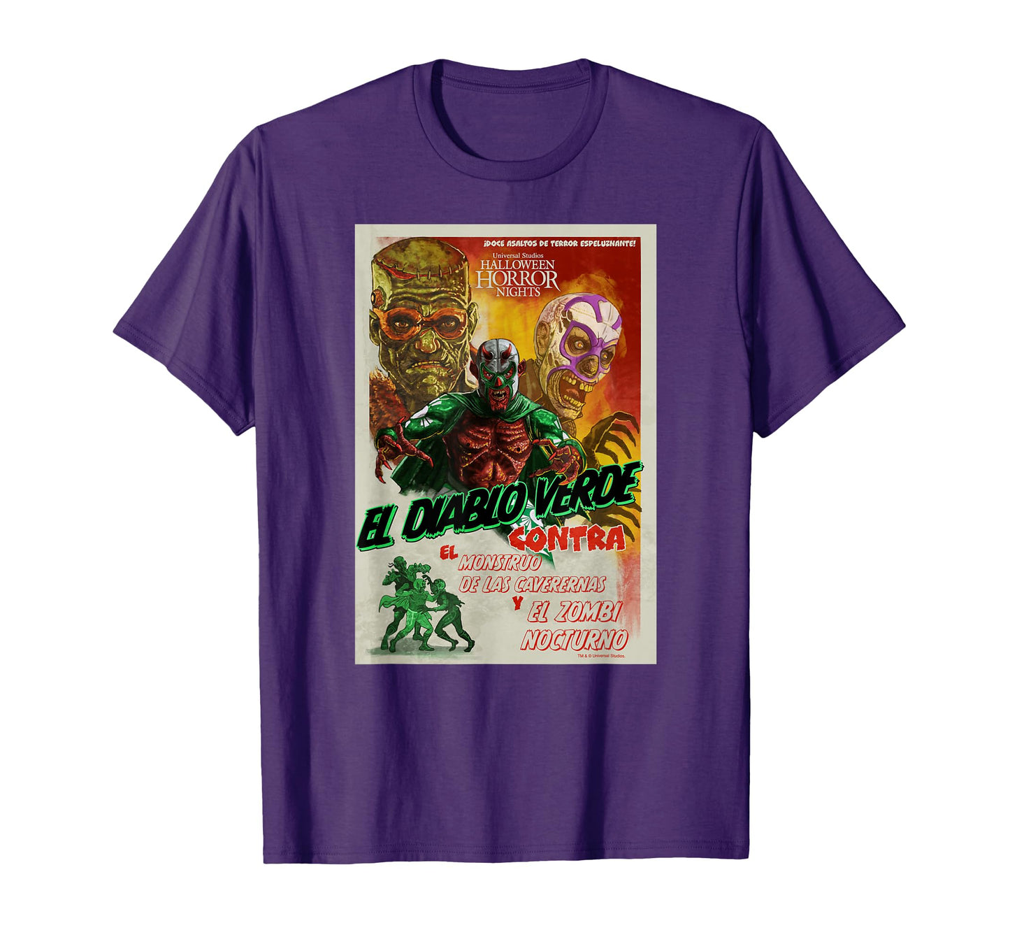 Universal Halloween Horror Nights Lucha Libre Diablo Verde T-Shirt