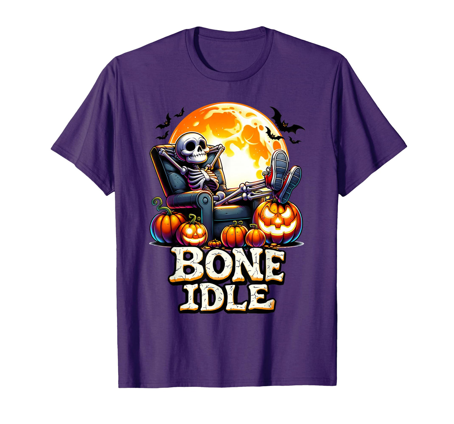 Bone Idle Skeleton Halloween Lazy Funny Pun T-Shirt