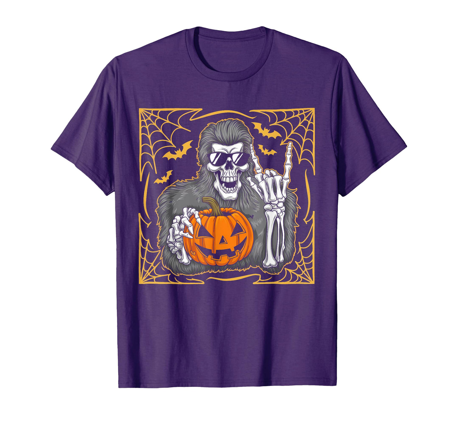 Funny Spooky Bigfoot Jack O Lantern Skeleton Halloween Boys T-Shirt