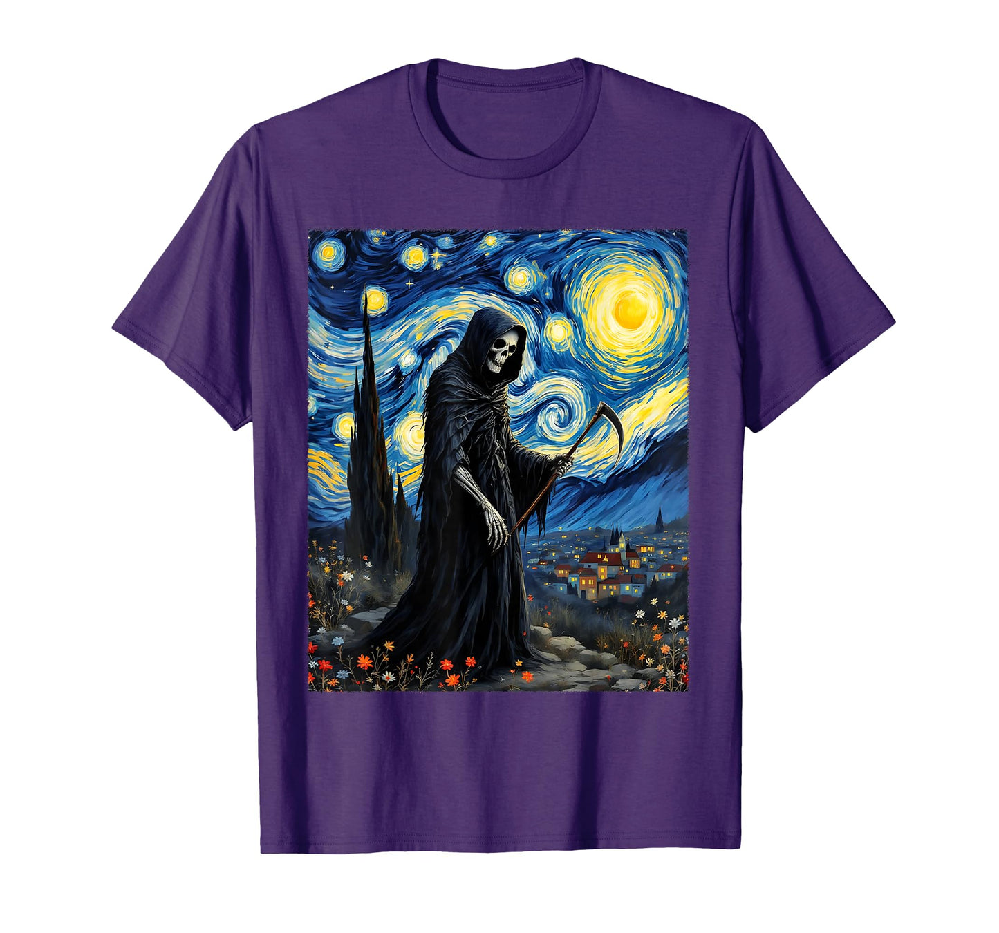 Van Gogh Grim Reaper Halloween Gothic Party Costume T-Shirt