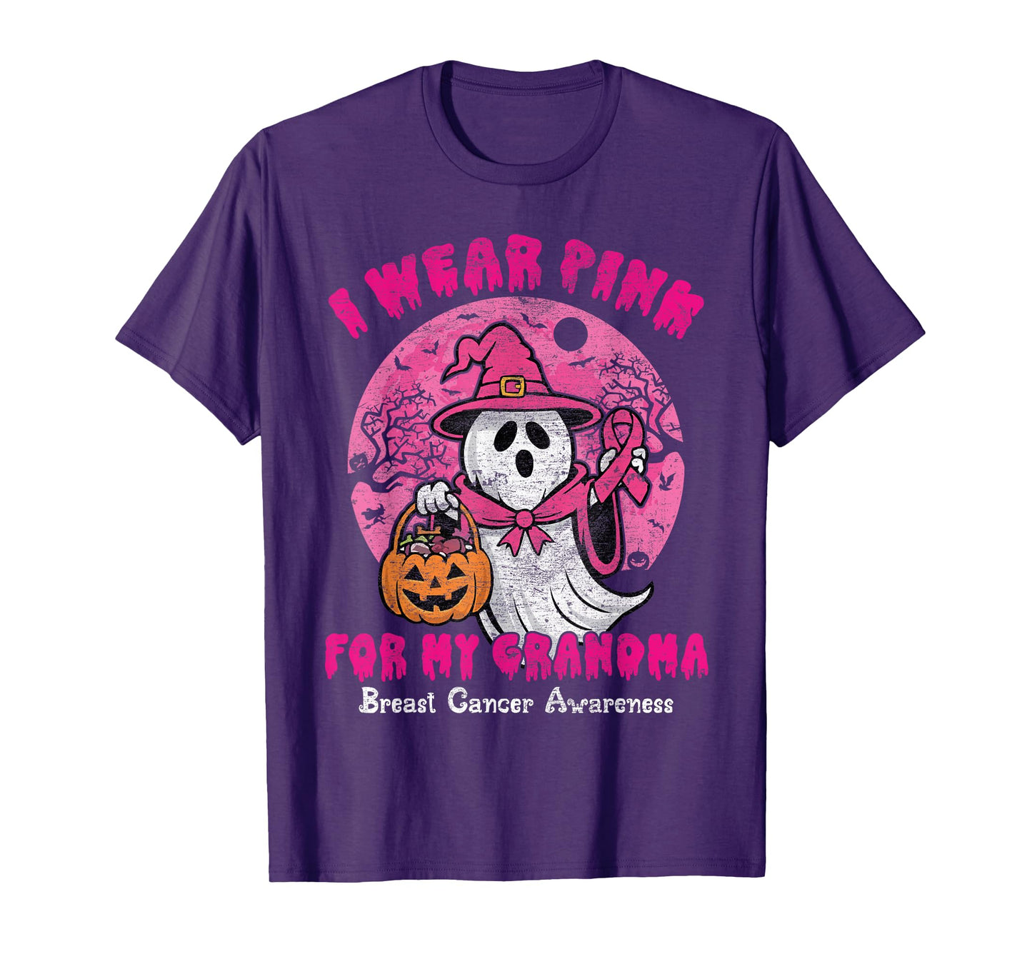 I Wear Pink For My Grandma Breast Cancer Awareness Ghost T-Shirt