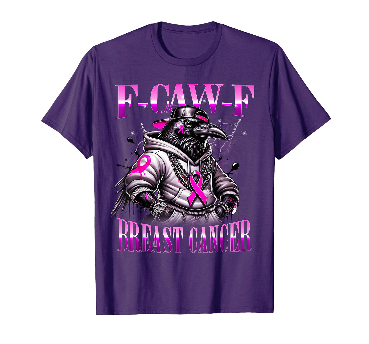 F Caw F Raven Pink Ribbon Cancer Awareness Urban Art T-Shirt