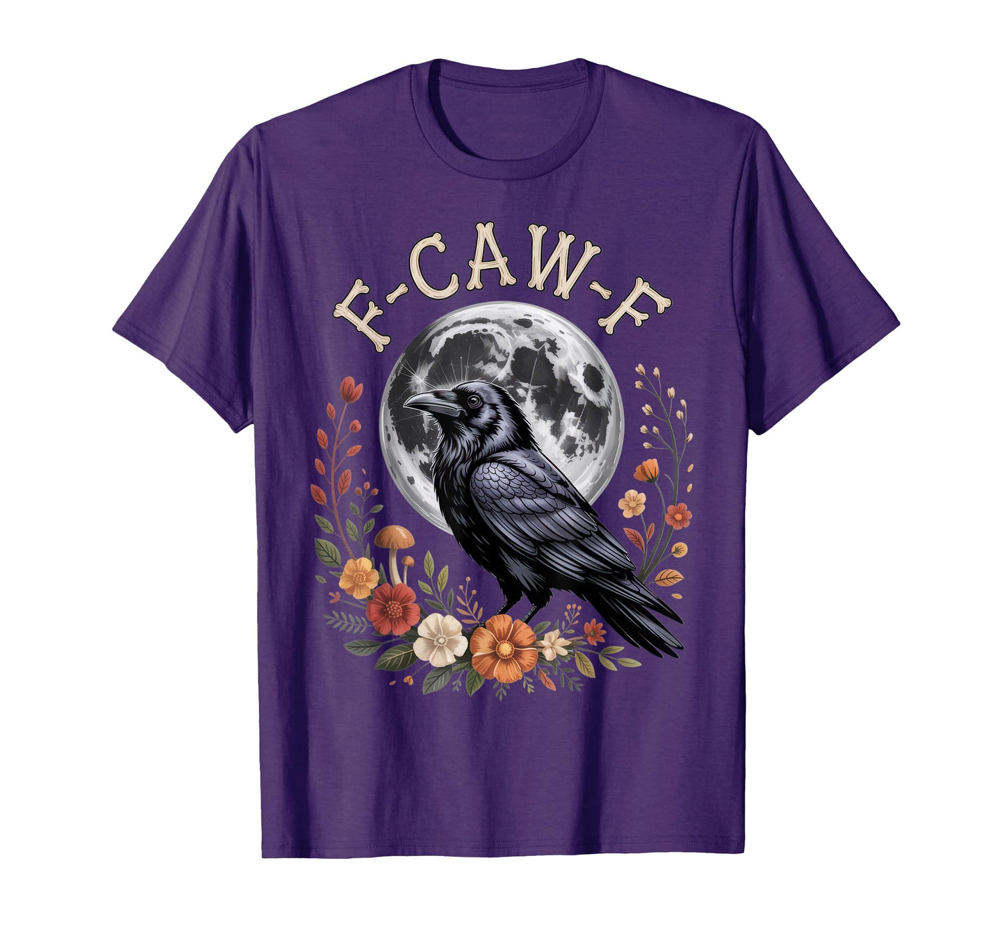 F-CAW-F Raven Moon Art for Bird Lovers Halloween Vibe T-Shirt