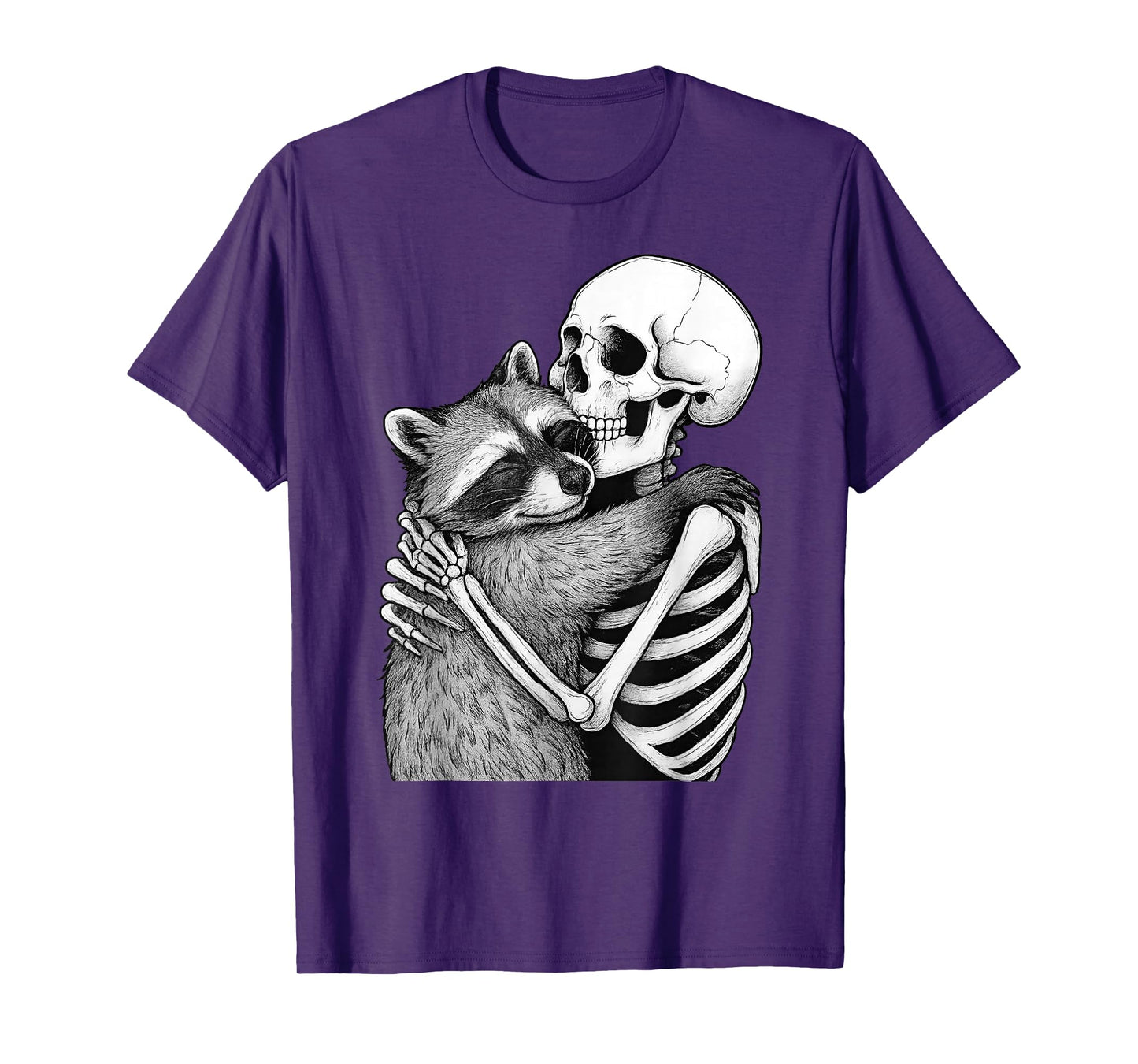 Raccoon Skeleton Hug Halloween Animal Lover T-Shirt