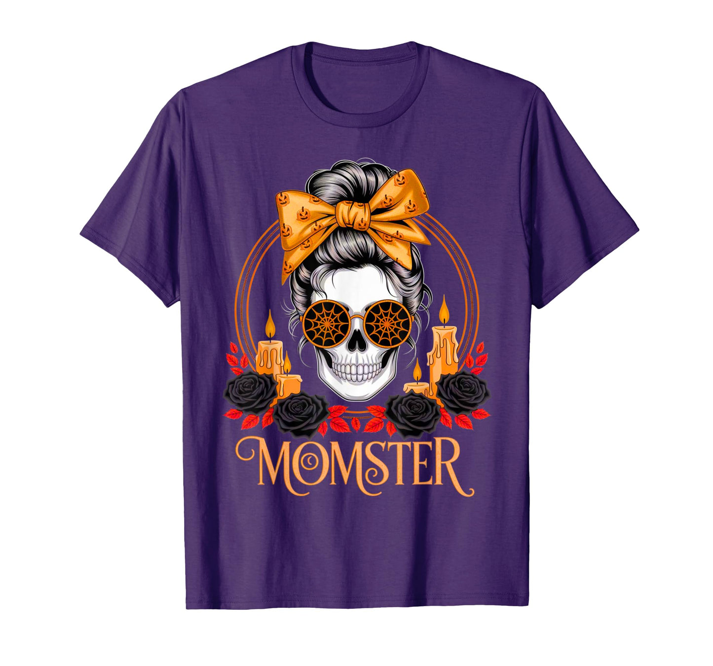 Momster Halloween Costume Skeleton Messy Bun Mother Coffee T-Shirt