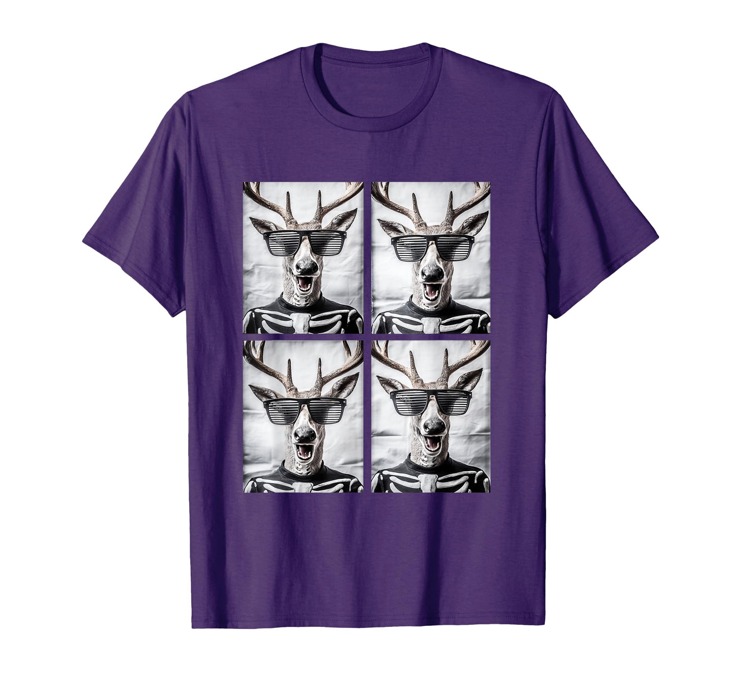 Reindeers with Sunglasses Skeleton Costume Funny Halloween T-Shirt
