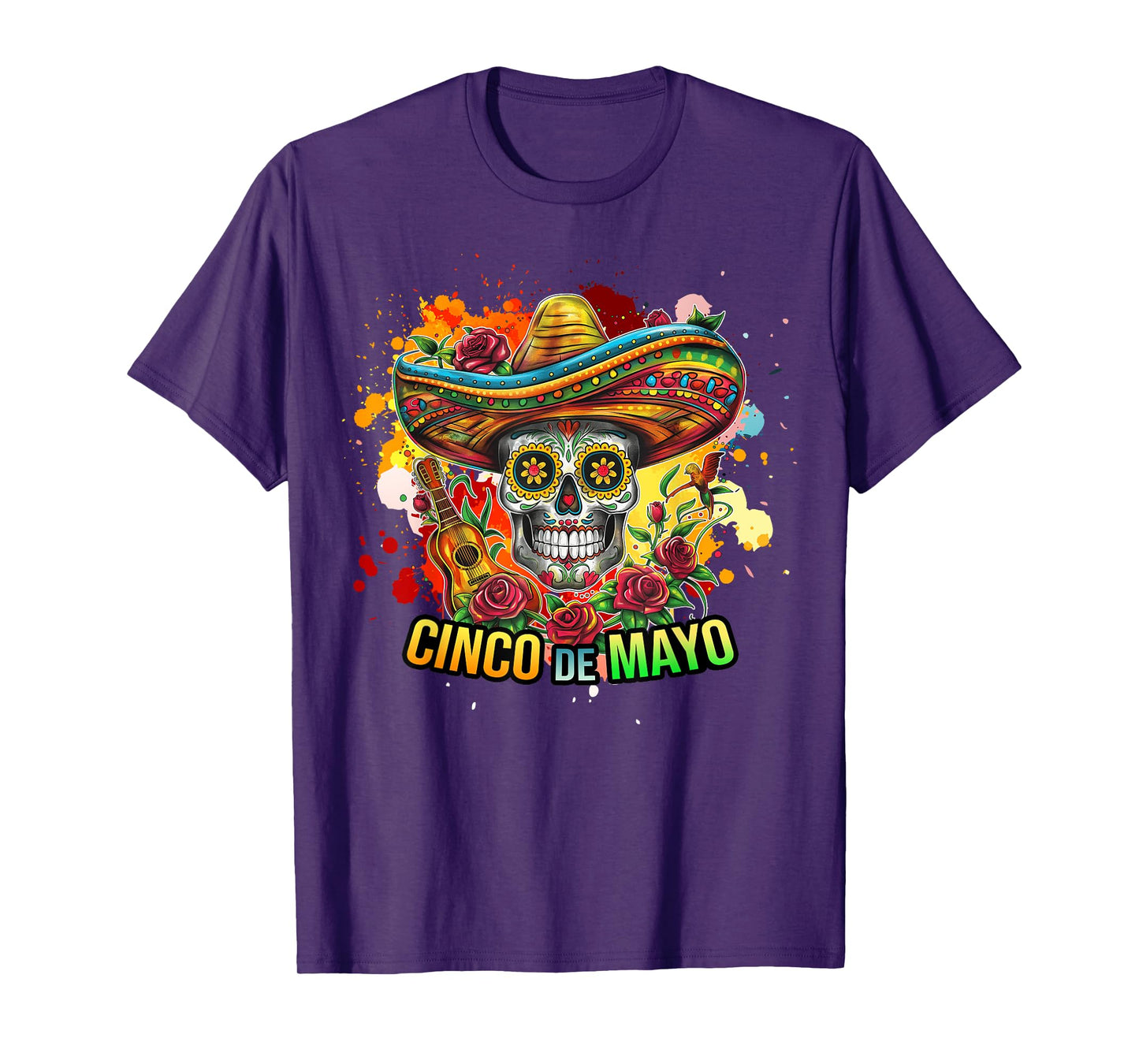Cinco De Mayo Skull Fiesta Sombrero Mexican Women Men Kids T-Shirt