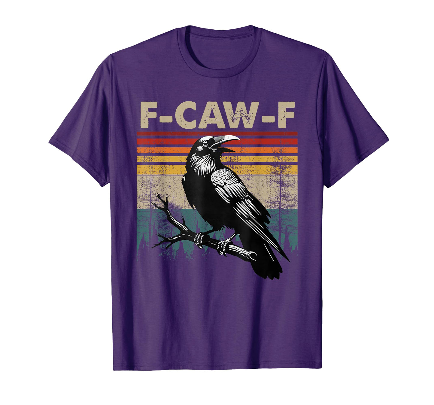 F-Caw-F Black Crow Black Bird Retro Sunset Vintage T-Shirt