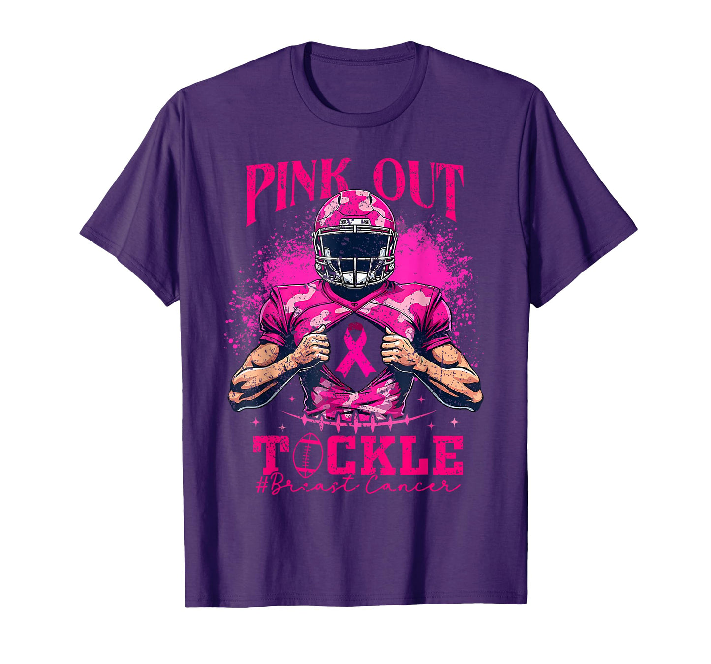 Pink Out Tackle Football Breast Cancer Awareness T-Shirt