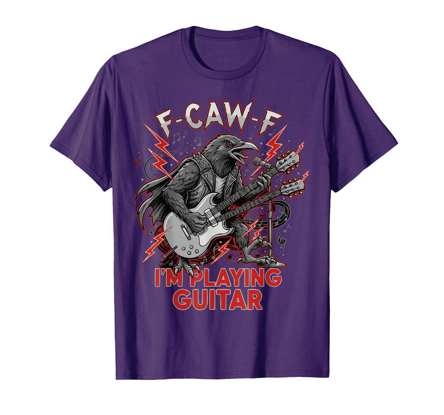 F-CAW-F Raven Crow I'm Playing Guitar T-Shirt