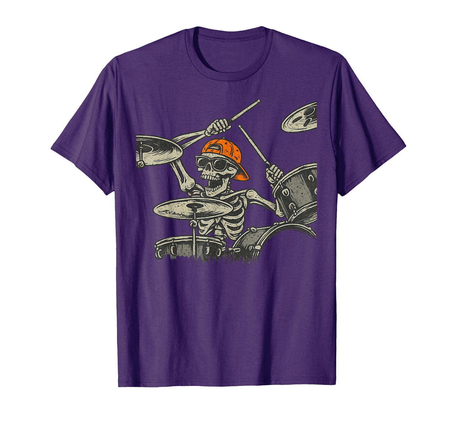Vintage Halloween Skeleton Drummer Funny Spooky Costume T-Shirt