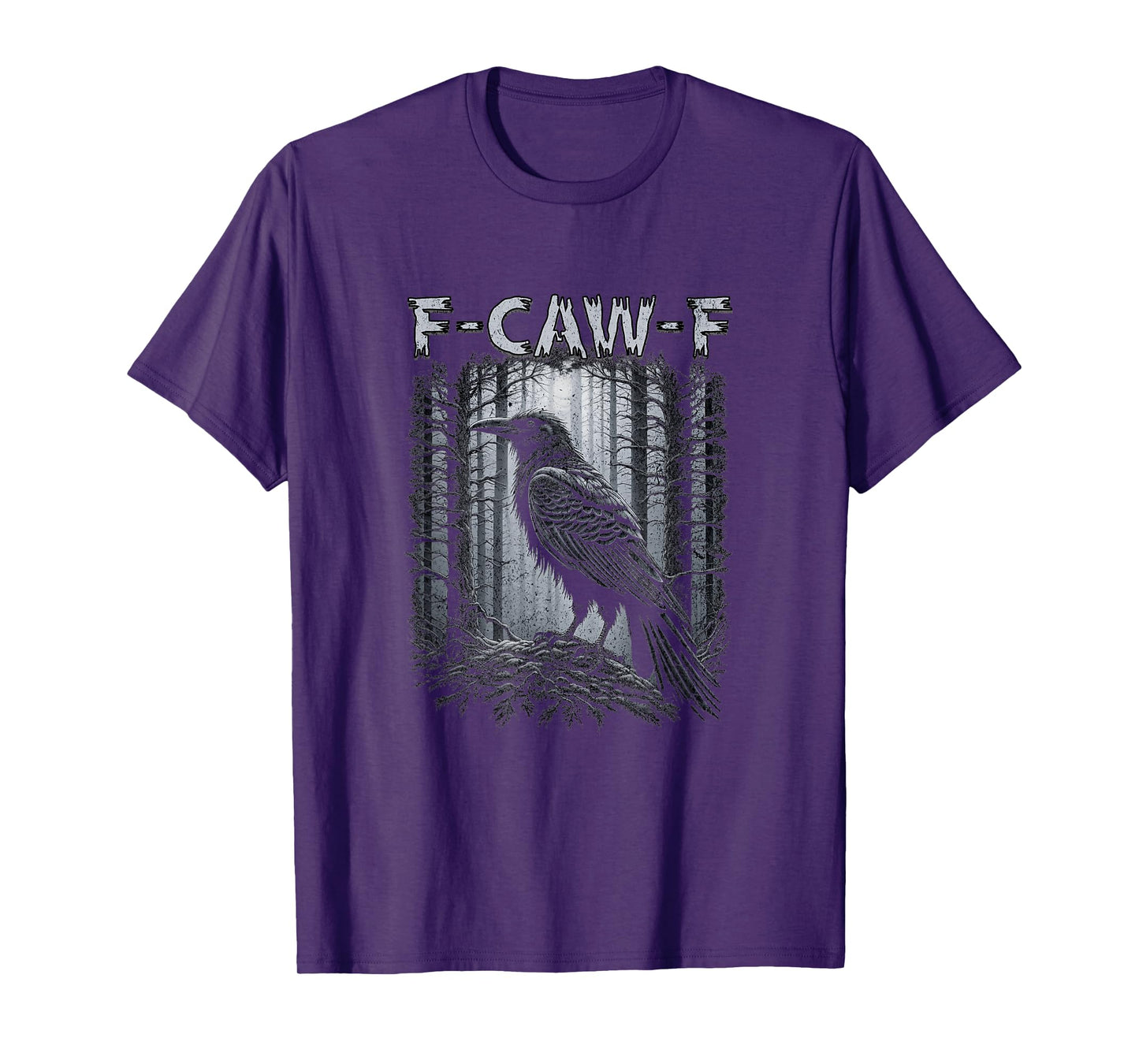 F-Caw-F Funny Raven Crow Gothic Black Bird Graphic Tee Men T-Shirt
