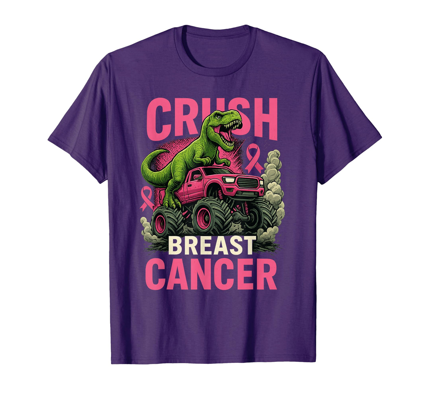 Crush Breast Cancer Awareness Monster Truck Toddler Boy Kids T-Shirt