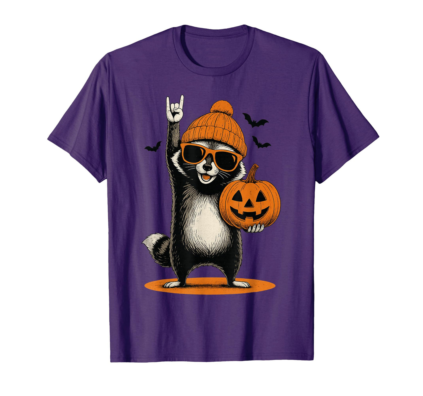 Cute Raccoon Men Women Kids Halloween Pumpkin Funny Raccoon T-Shirt