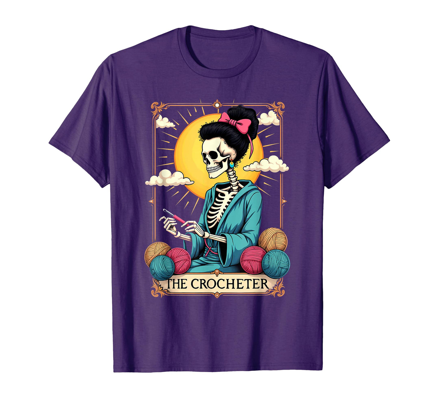 Gothic Tarot Card Knitter Crocheter Skeleton T-Shirt