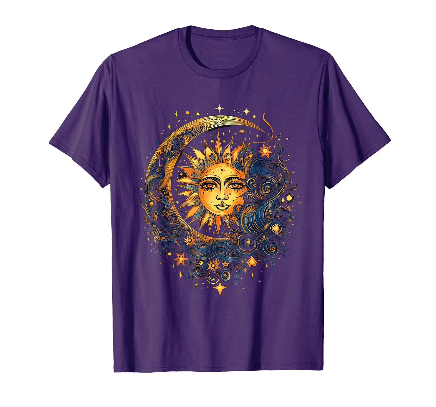 mystic sun and moon woman mystical flowers aesthetic T-Shirt