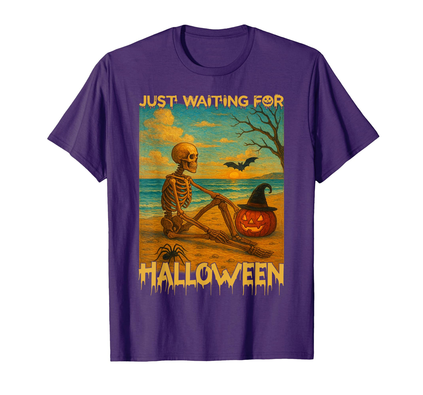 Just Waiting for Halloween Summer Skeleton T-Shirt