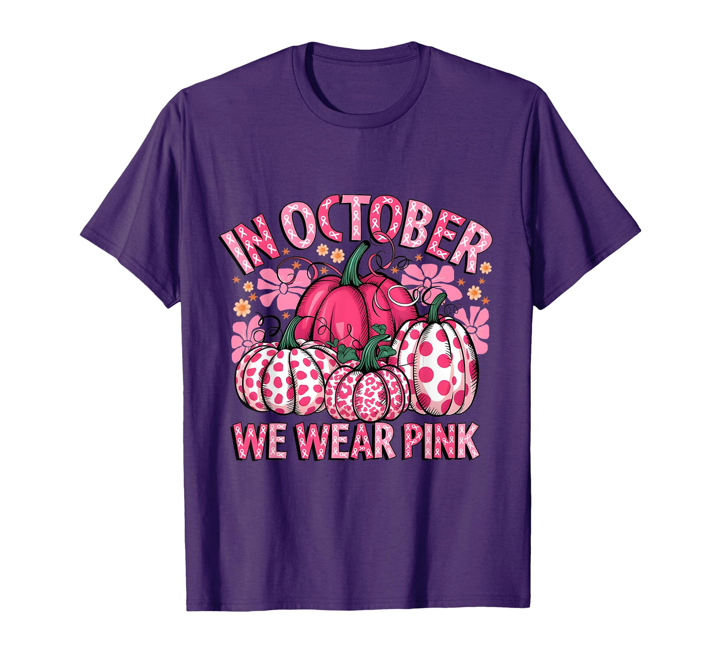 In October We Were Pink Pumpkin Breast Cancer Awareness T-Shirt