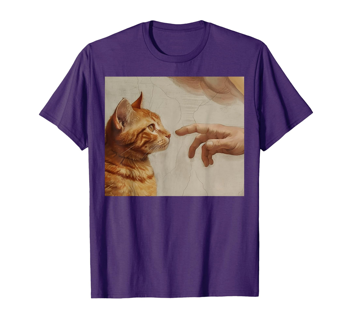 Michelangelo God Creating Cat Hands Vintage Art T-Shirt for Men Women
