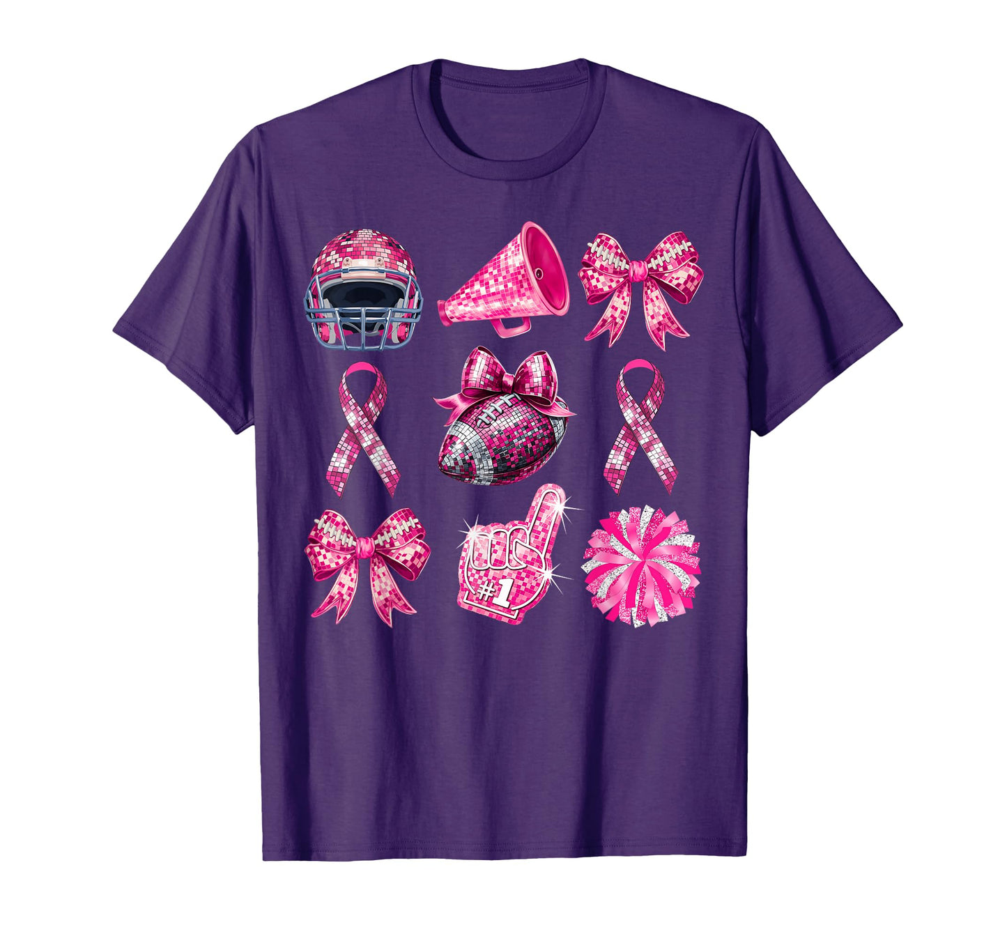 Football Coquette Cheer Mom Pink Out Breast Cancer Awareness T-Shirt