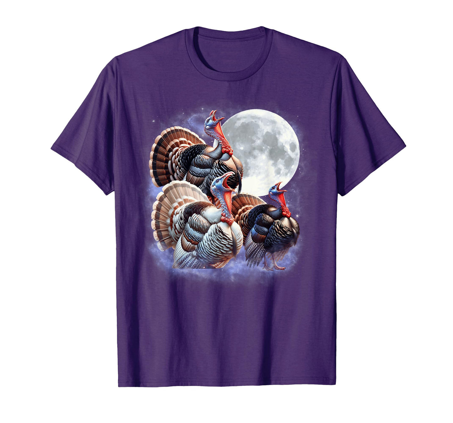 Three Turkeys Moon Funny Turkey Howling Thanksgiving Humor T-Shirt