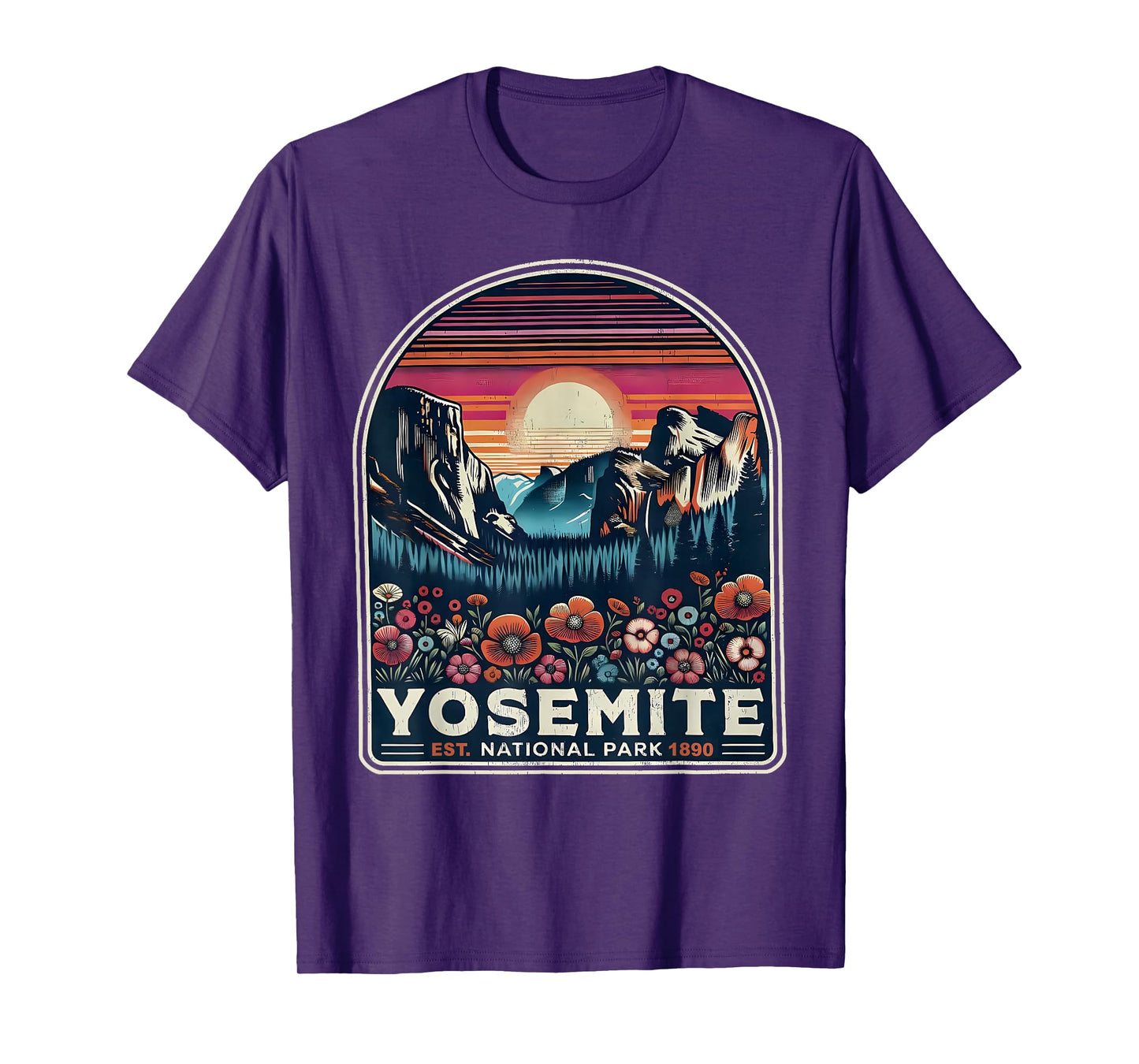 Retro Yosemite National Park Wildflower Vintage Nature T-Shirt