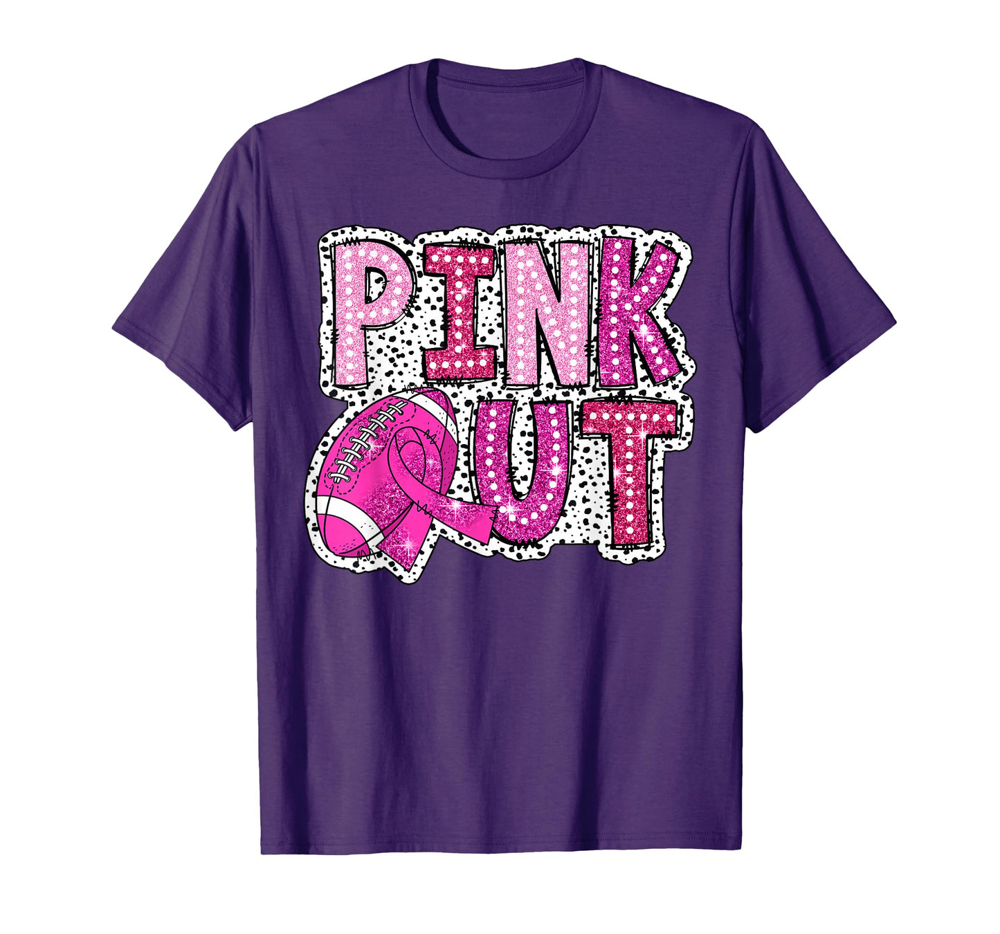 Pink Out Football Tackle Breast Cancer Awareness Dalmatian T-Shirt