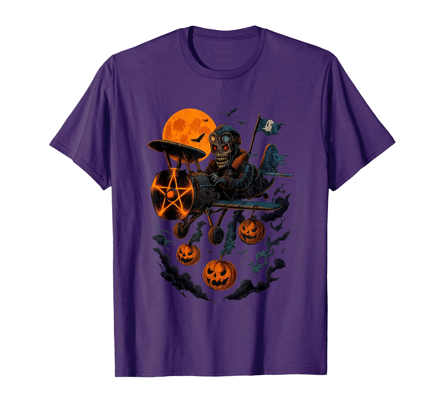 Skeleton Pilot Art Halloween Creepy Airplane for Men Women T-Shirt