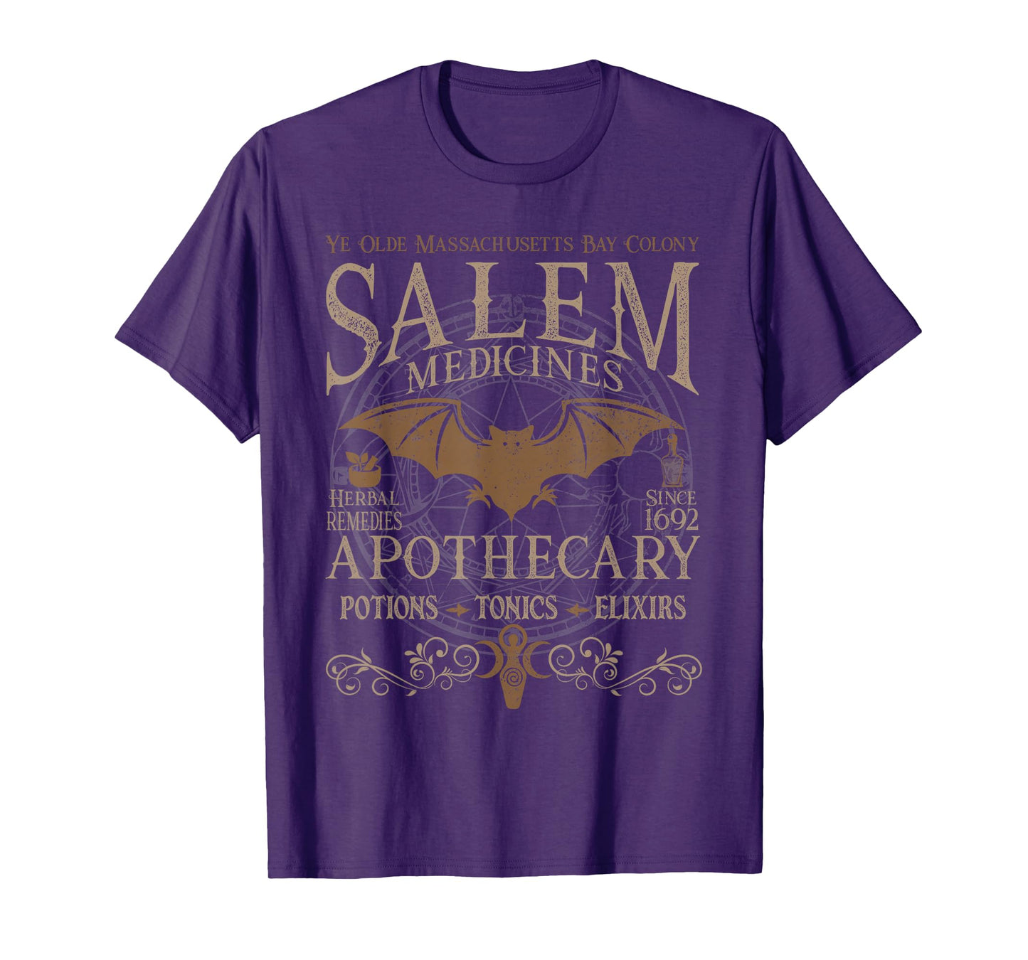 Salem Apothecary Medicines Herbal Witch Bat Beige T-Shirt